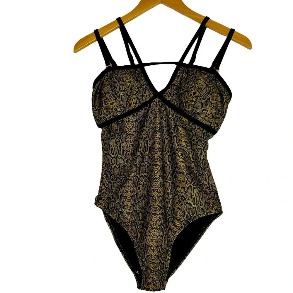 NEW Nicole Miller Swimsuit One Piece Snakeskin Print Size Small New Without Tags